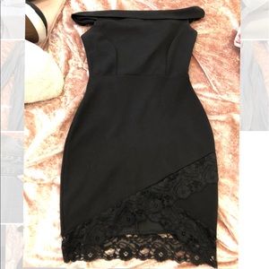 FASHION NOVA Black Dress off the shoulder lace